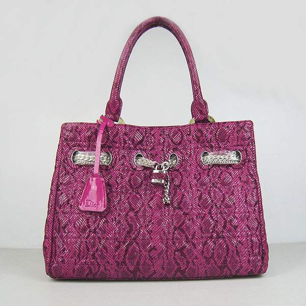 Christian Dior 1885 Snake Grain Leather Handbag-Pink